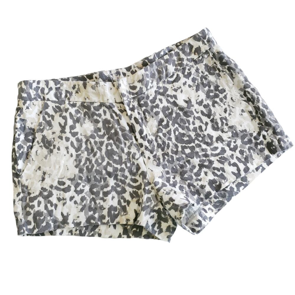 JOIE Merci animal print linen mid rise neutral dress shorts No Size Small 4 / 6
